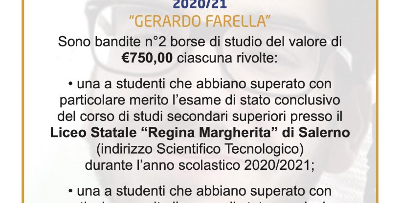 BANDO BORSA DI STUDIO 2020-2021 “GERARDO FARELLA”