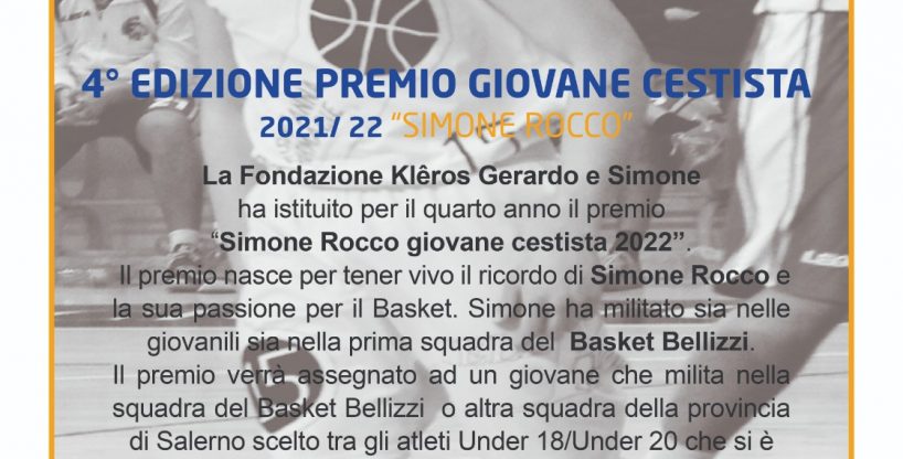 Premio “Simone Rocco “   giovane cestista 2022